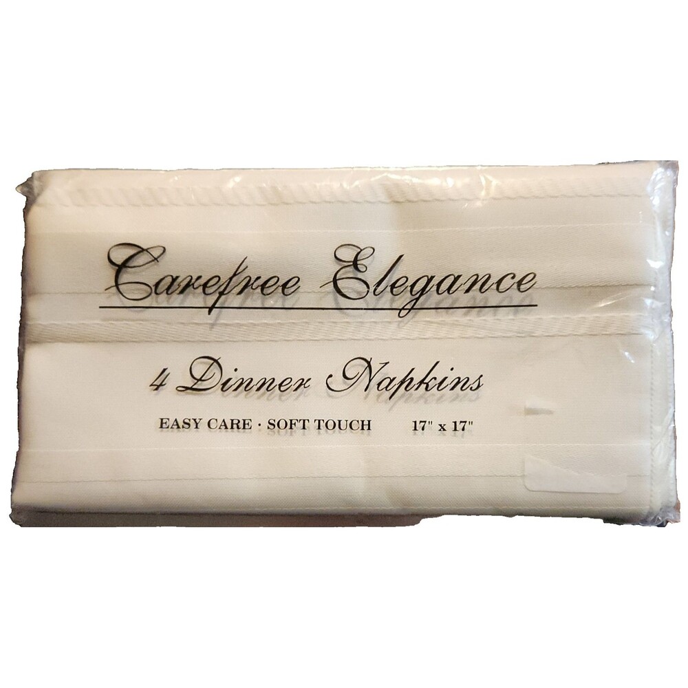 Set of 4 Bardwil Linens Carefree Elegance Cloth Dinner Napkins Ivory 17"X17"